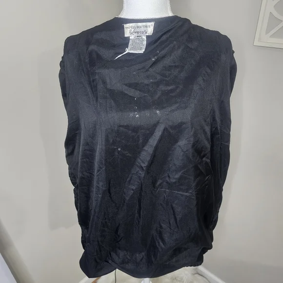 Papell Boutique Vintage 80s Black & Silver Beaded Sequin Silk Evening Jacket - Picture 10 of 13